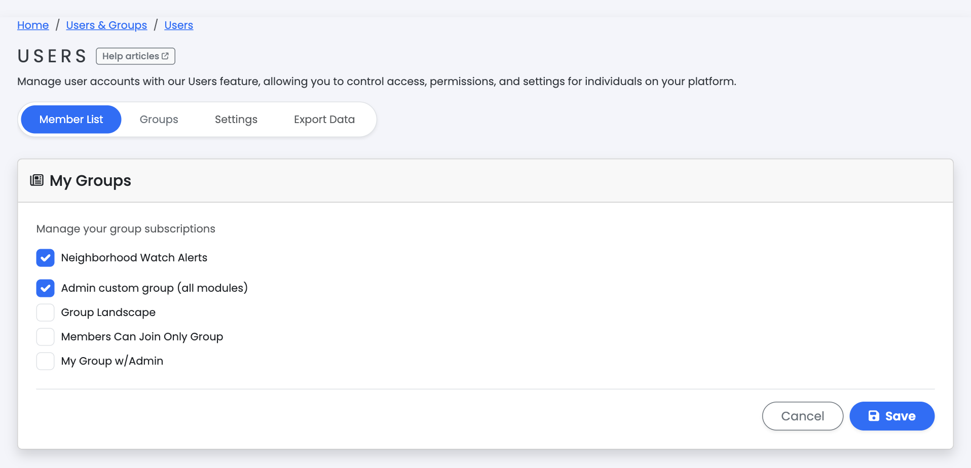 Assigning users to groups - Support Center | HOA Total Access