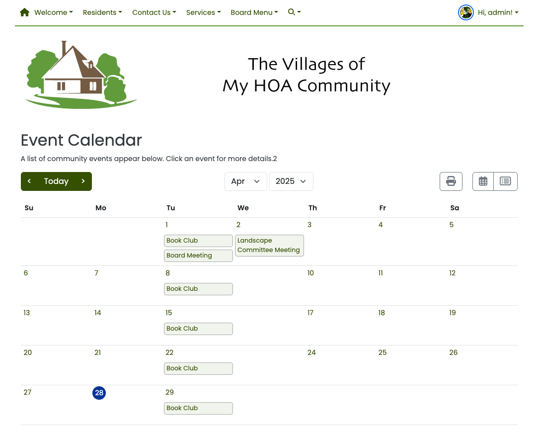 Image of an Event Calendar